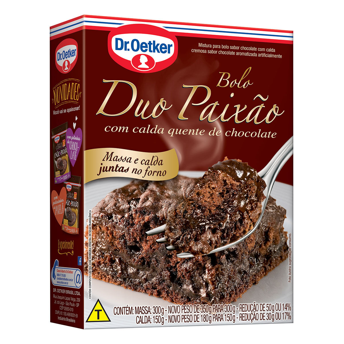 Mistura para Bolo Sabor Chocolate com Cobertura de Chocolate Dr. Oetker Duo Paixão 450g