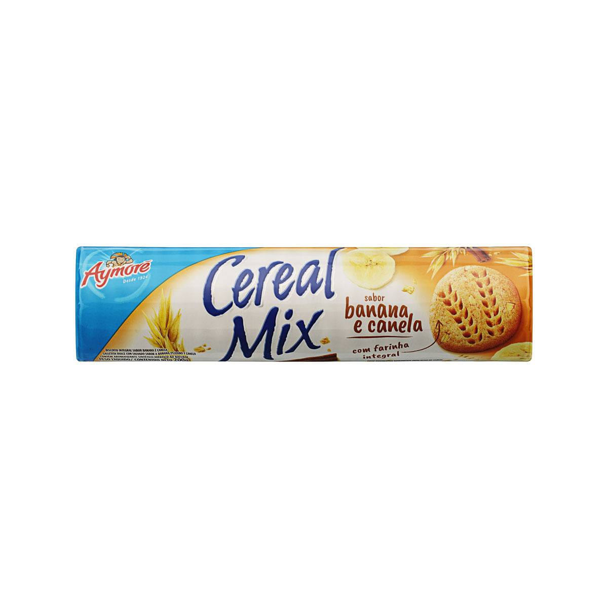 Biscoito Integral Banana e Canela Aymoré Cereal Mix 200g