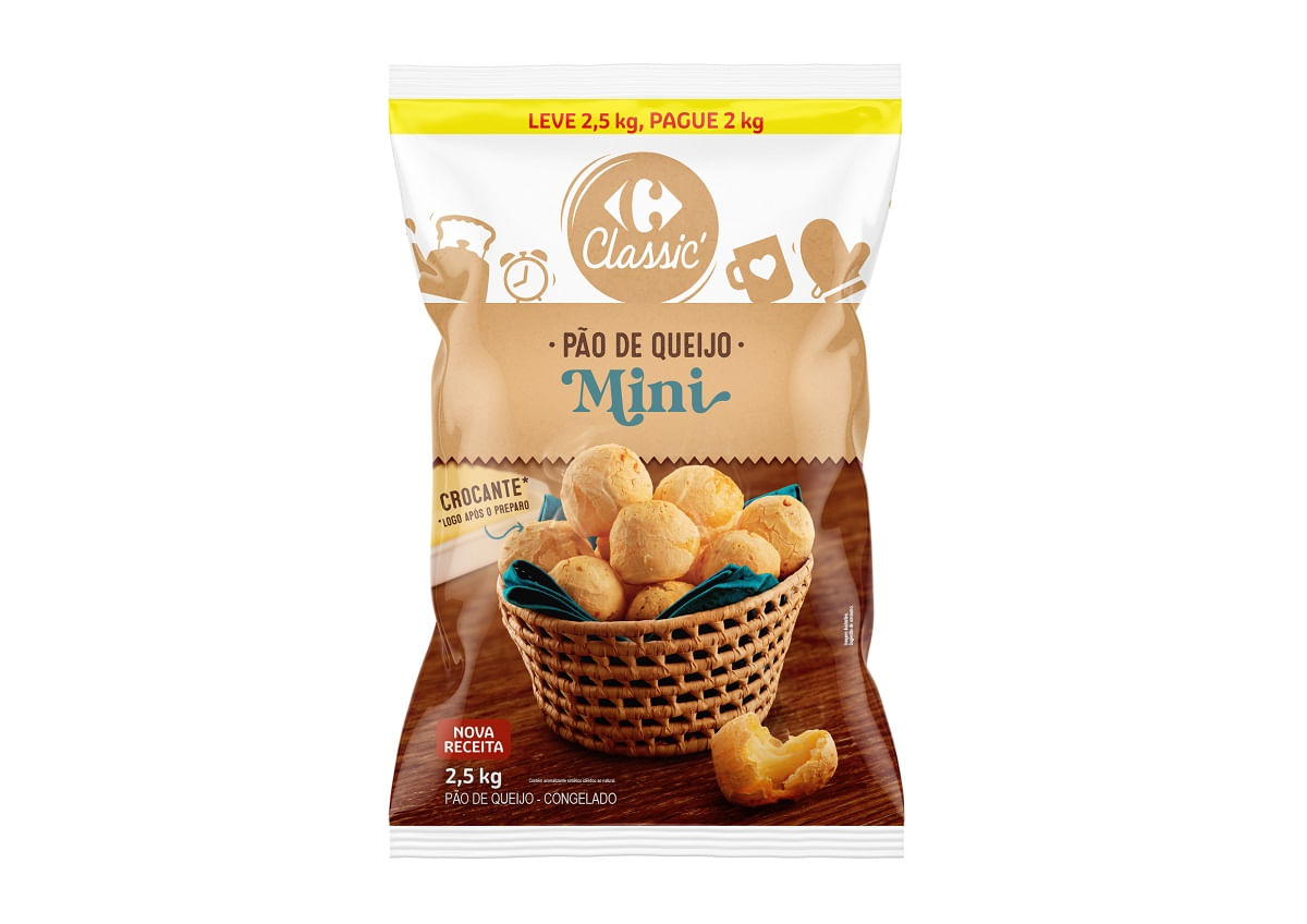 Pão de queijo congelado mini Carrefour Leve 2,5 kg Pague 2 kg