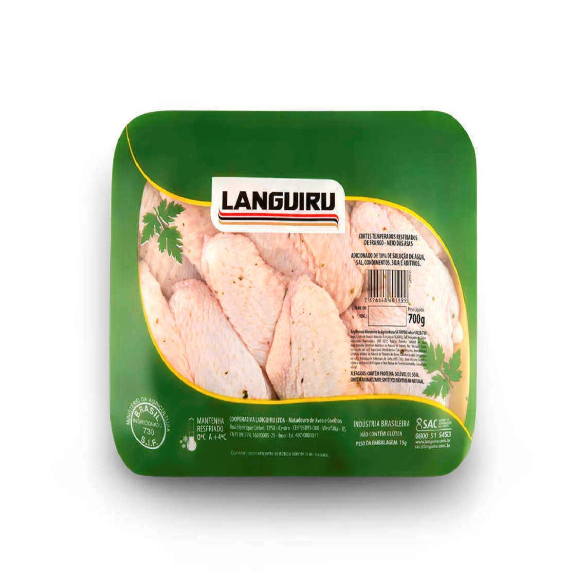 Meio da Asa de Frango Temperada Resfriado Languiru 700 g