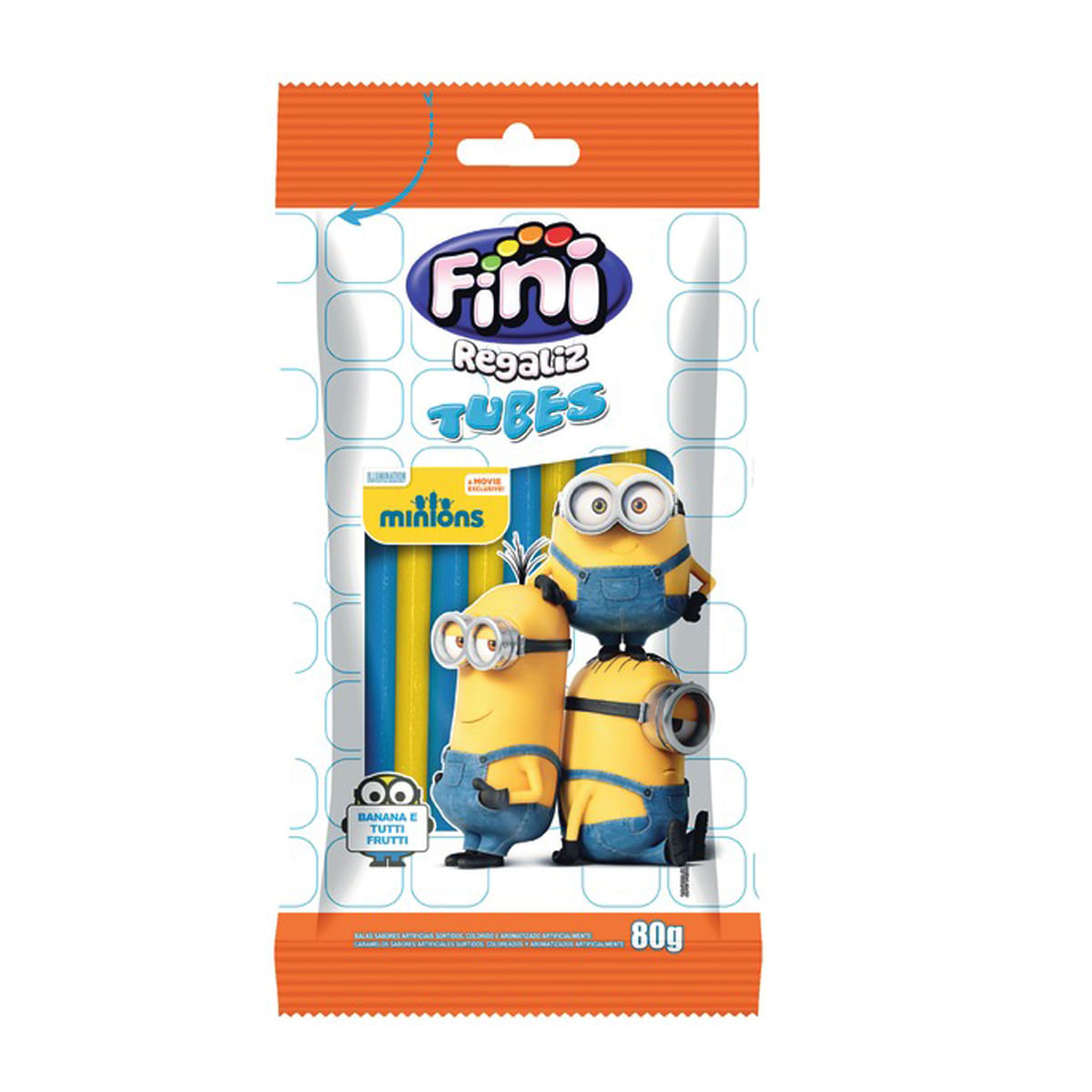 Bala de Gelatina Fini Tubes Minions 80g