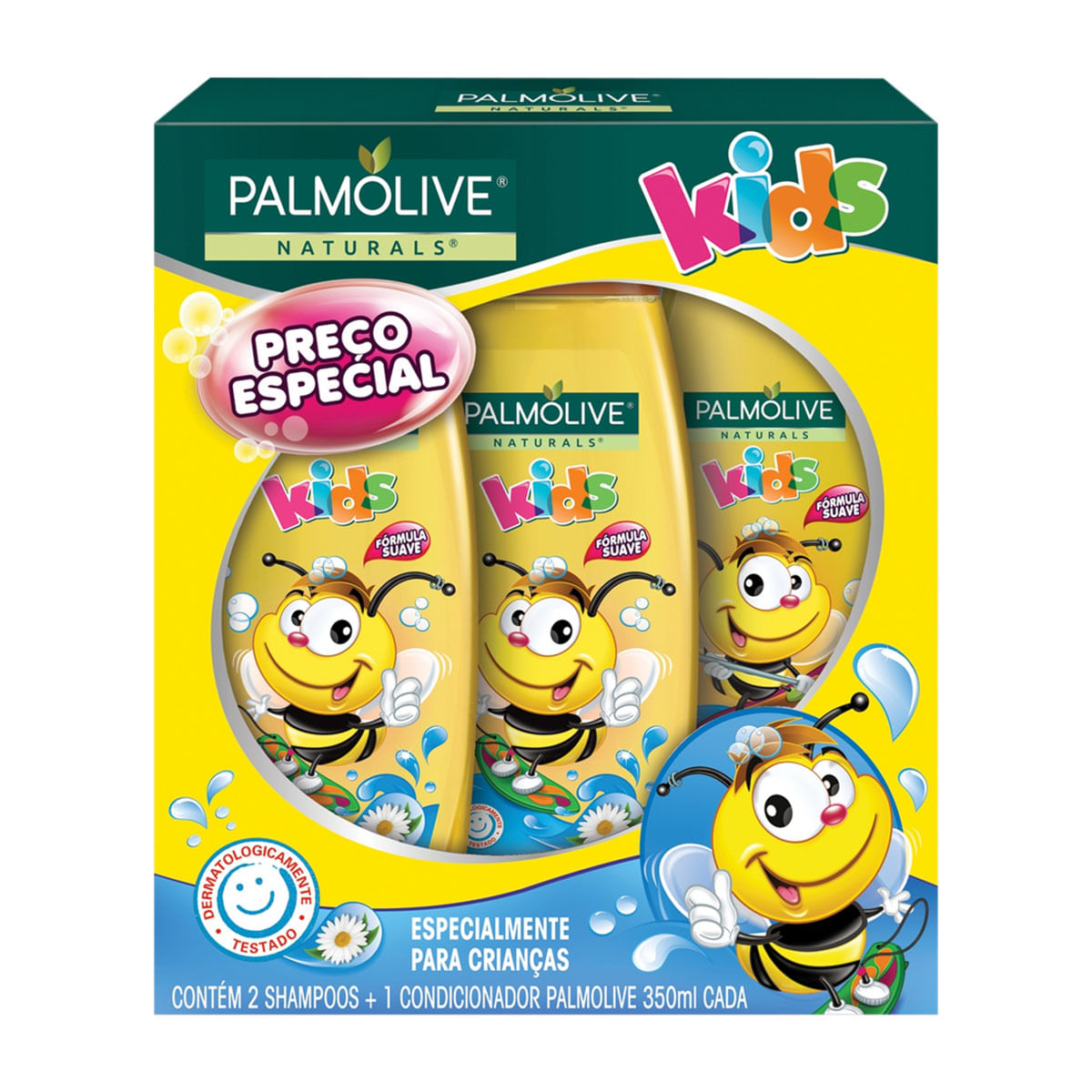 Shampoo e Condicionador para crianças Palmolive Naturals Kids Todo Tipo de Cabelo 350ml Promo Leve 2 Shampoos + 1 Condicionador