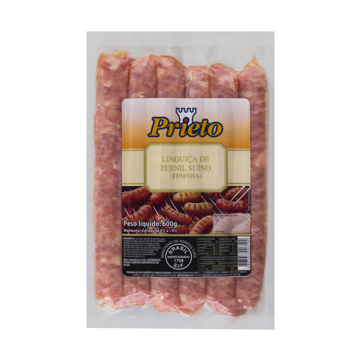 Linguiça de Pernil Suíno Fininha Prieto 600g