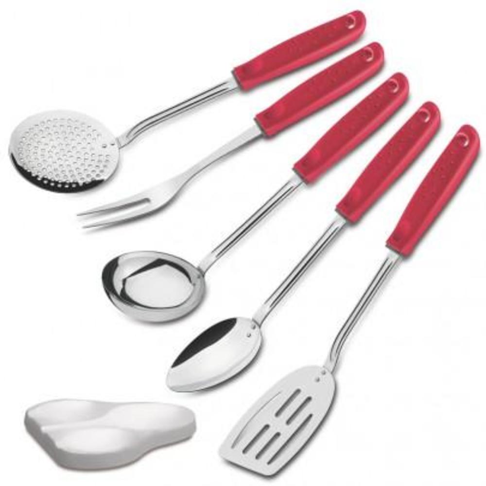 Conjunto de Utensílios de Cozinha 6 Peças em Aço Inox Utilitá Tramontina Vermelho