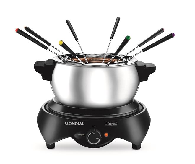 Aparelho de Fondue Elétrico 9 Peças Mondial Preto e Inox 110V