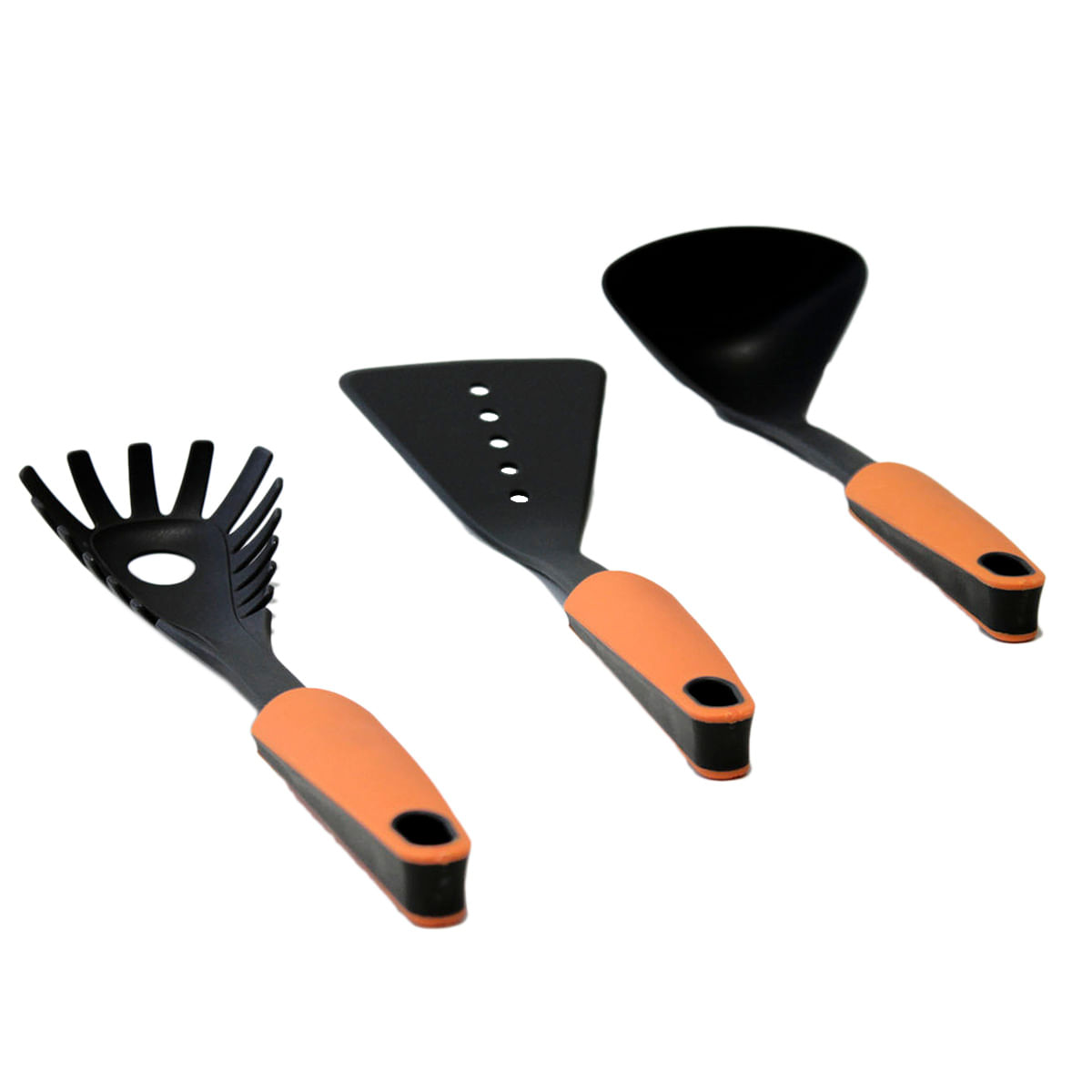 Conjunto de Utensílios de Cozinha 3 Peças em Nylon Utility Coza Cinza e Laranja