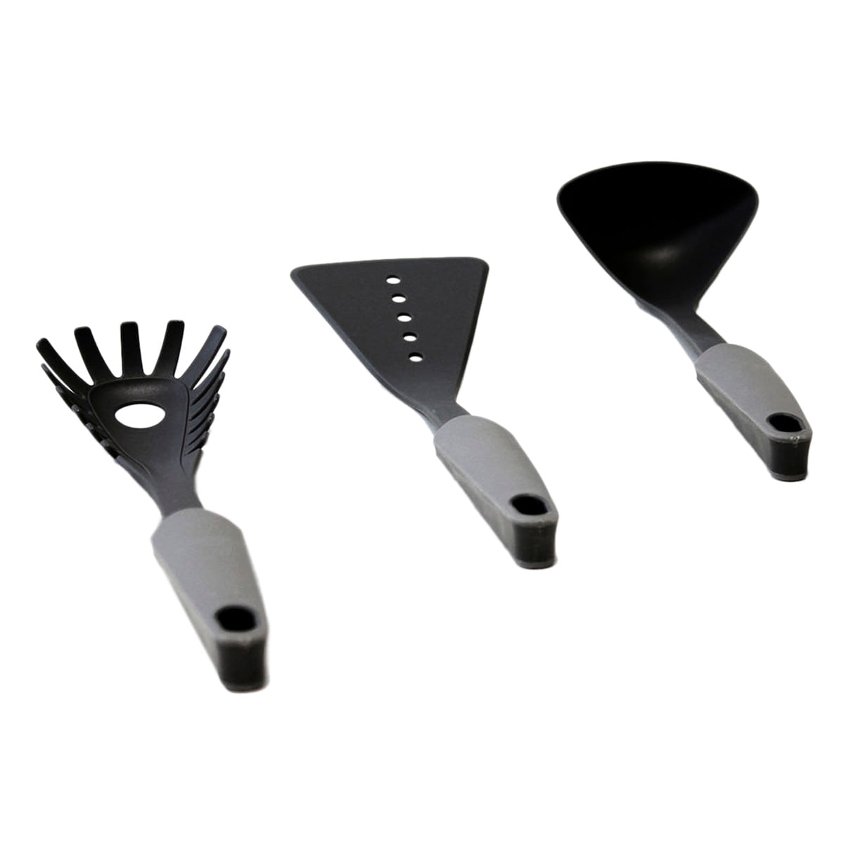 Conjunto de Utensílios de Cozinha 3 Peças em Nylon Utility Coza Cinza e Preto