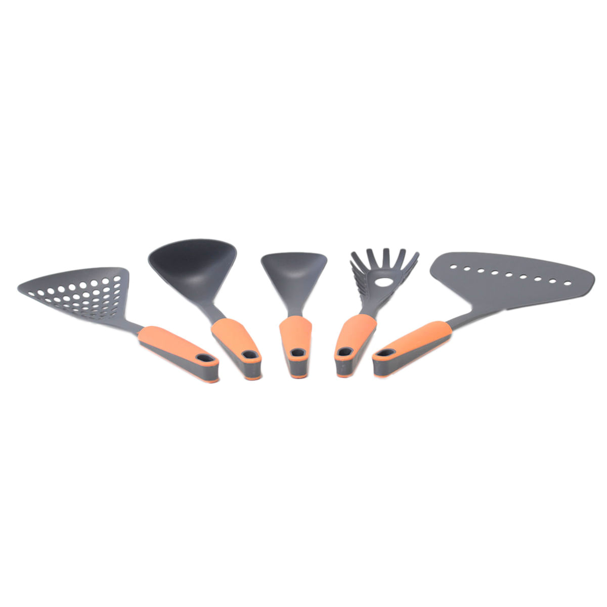 Conjunto de Utensílios de Cozinha 5 Peças em Nylon Utility Coza Cinza e Laranja