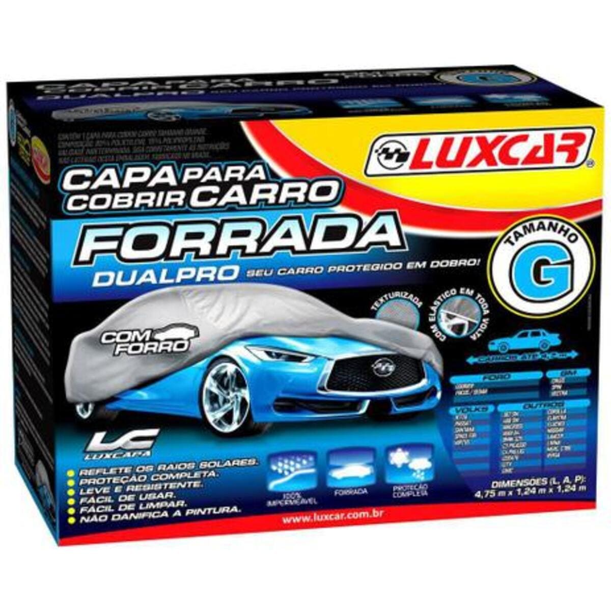 Capa para Veículo Forrada DualPro Luxcar G