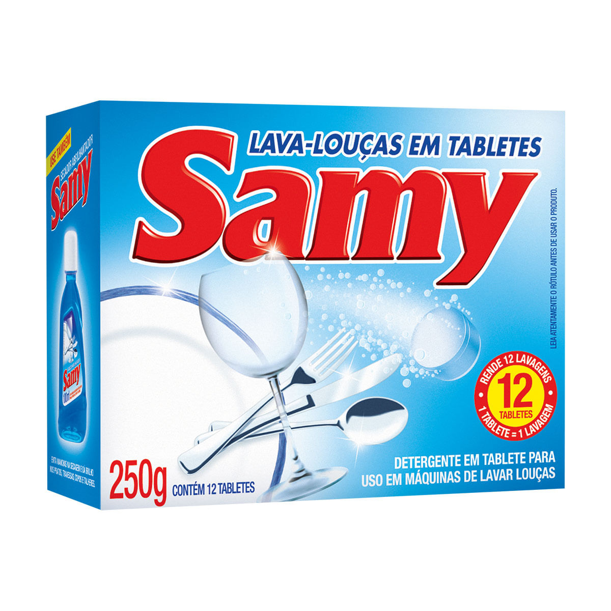 Detergente para Máquina de Lavar em Tablete Samy 250g com 12 Unidades