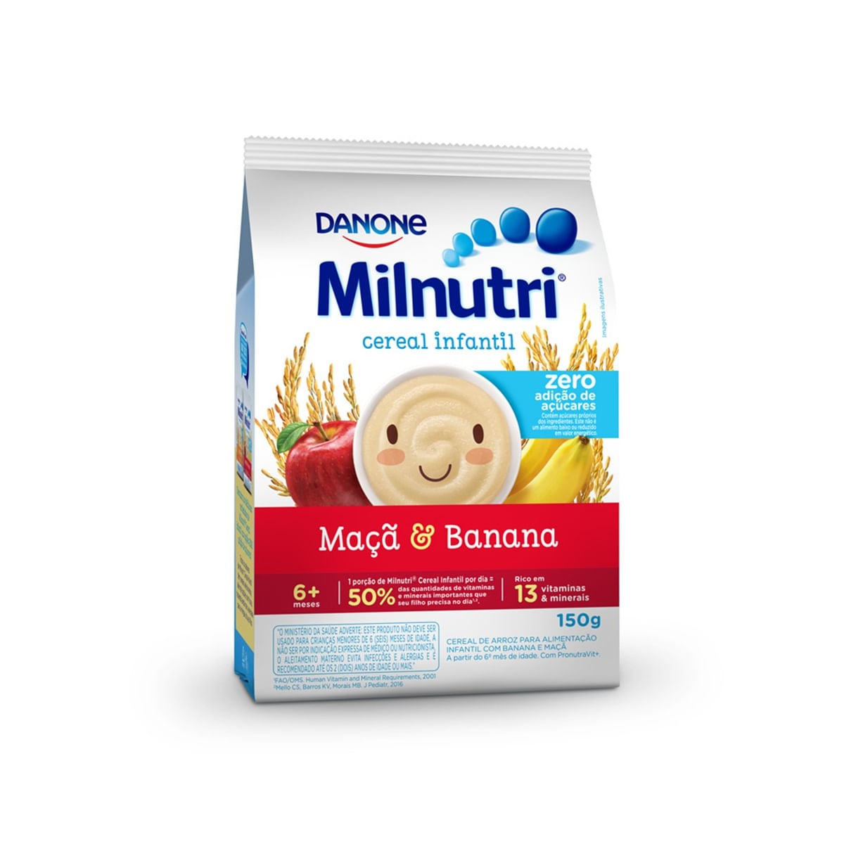 Cereal Infantil Milnutri Banana e Maçã Zero 150g