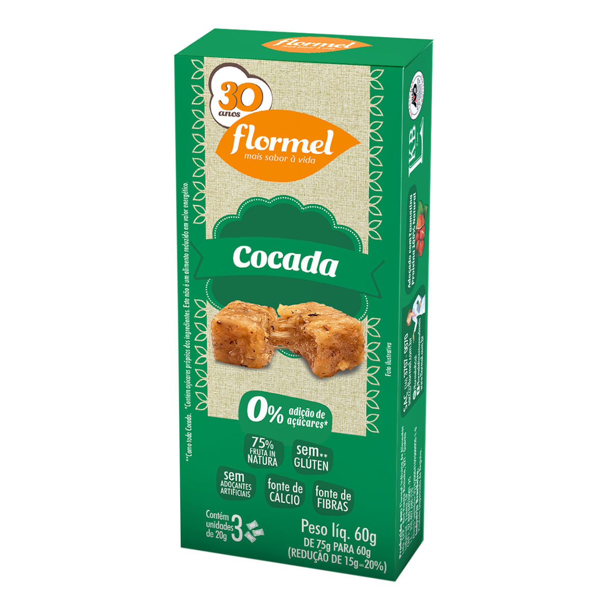 Cocada Queimada Flormel 60g 3 Unidades