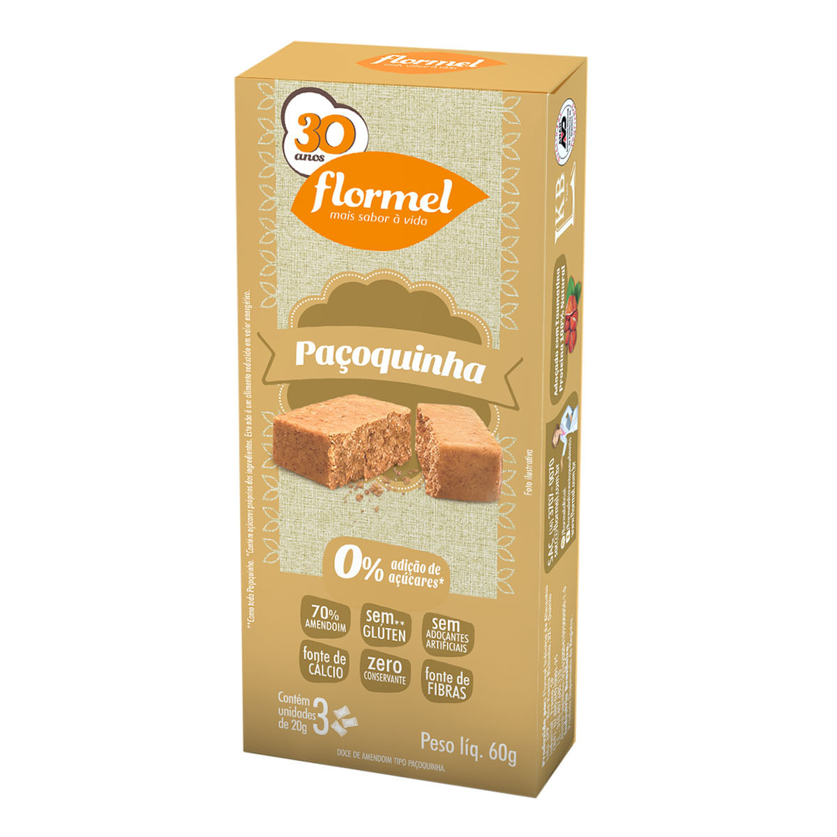 Paçoca Flormel 3 Unidades 60g