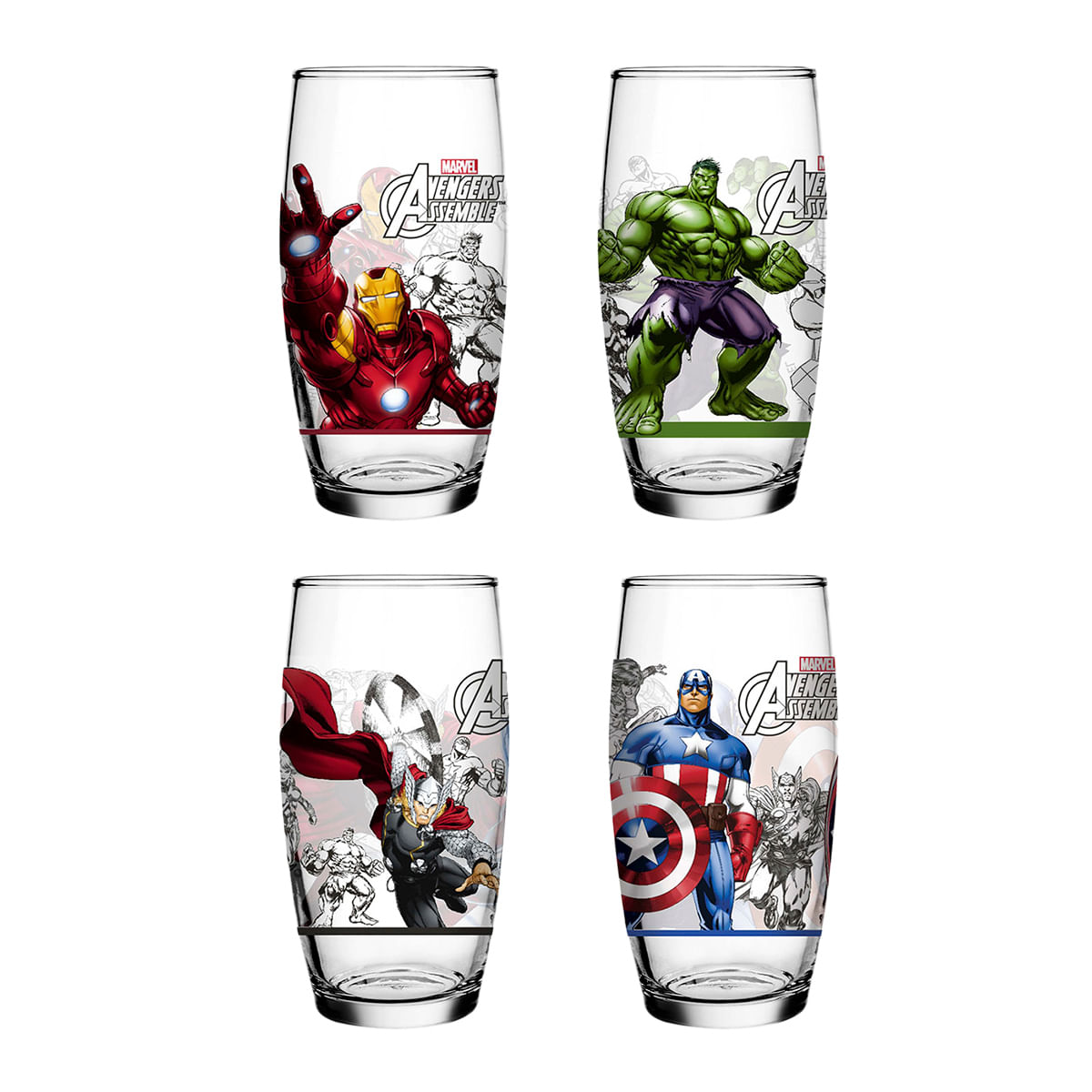 Jogo de Copos em Vidro 430ml Nadir Avengers 4 Peças