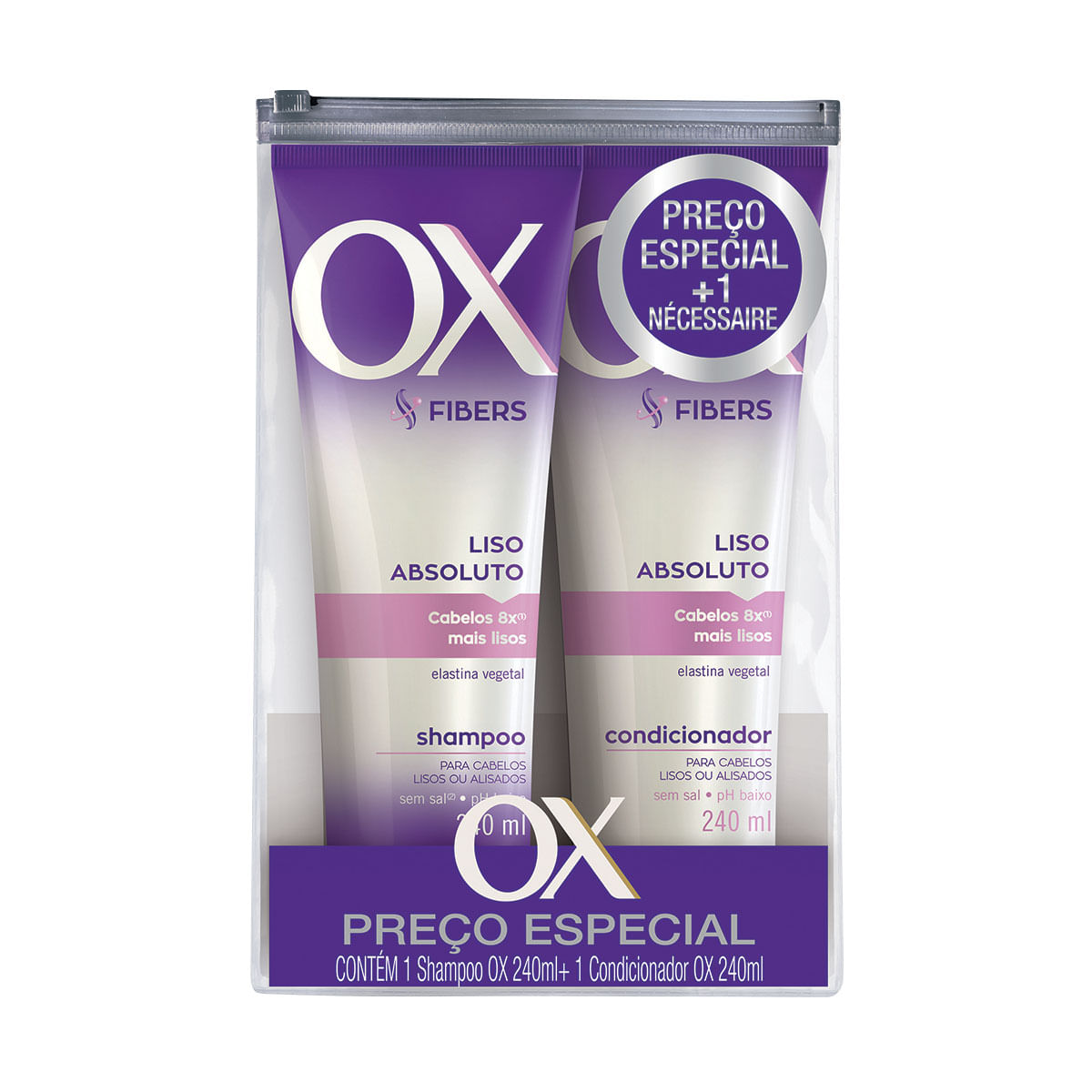 Kit de Shampoo e Condicionador OX Fibers sem Sal