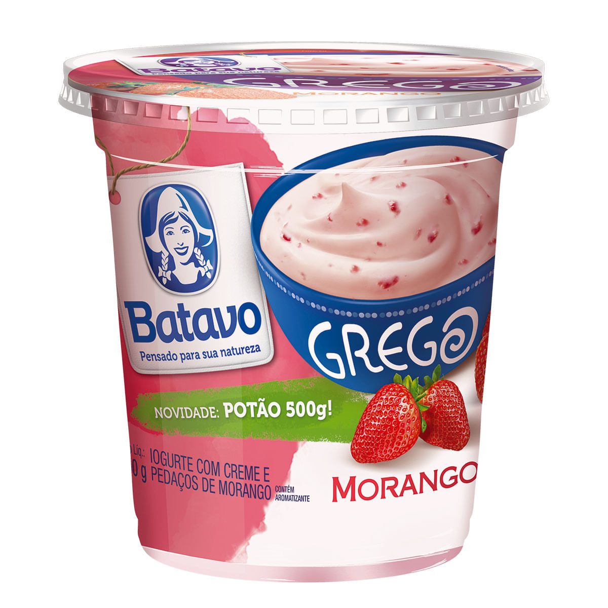 Iogurte Grego Desnatado Batavo Morango 500g