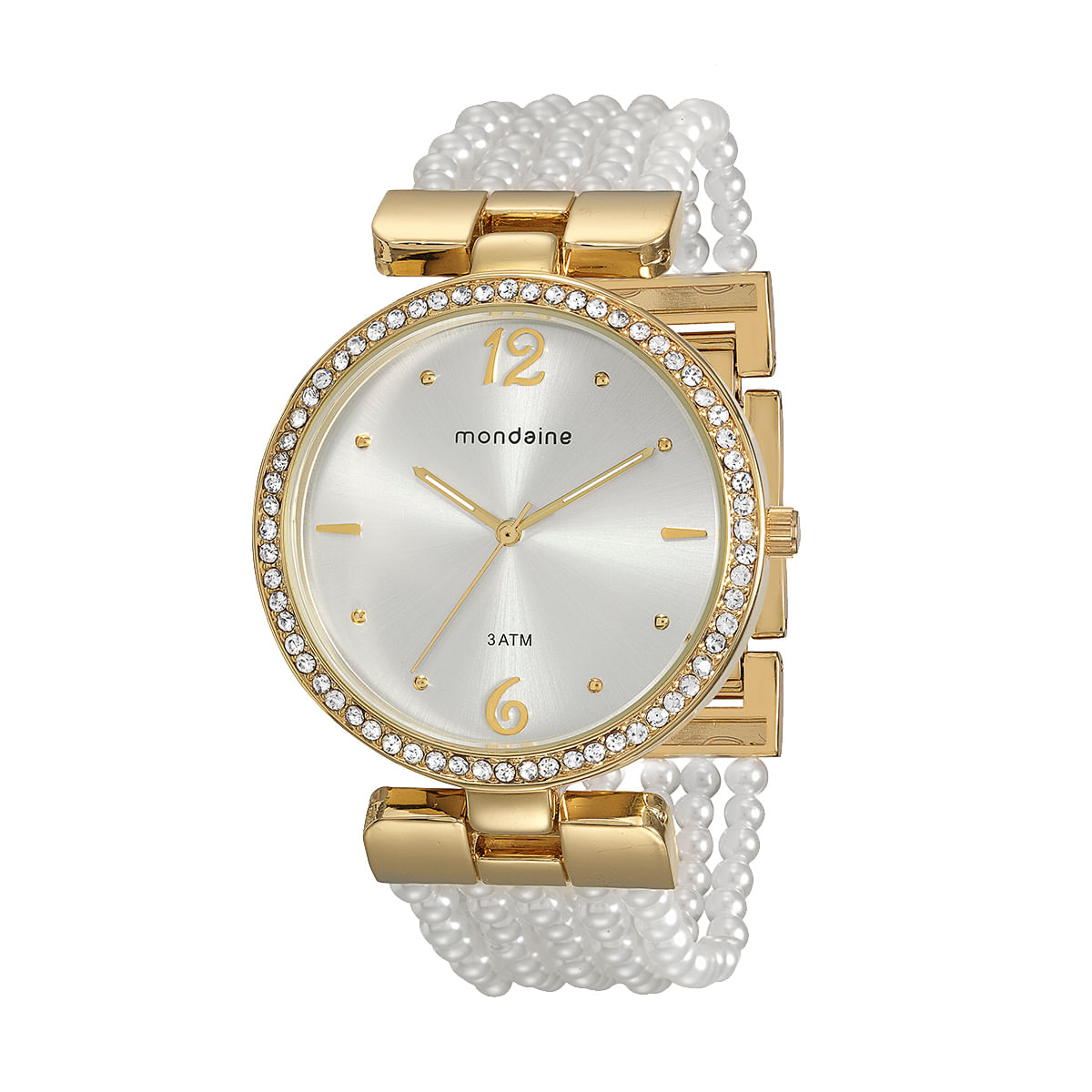 Relógio Mondaine Feminino Dourado e Branco Analógico 76503LPMVDM1