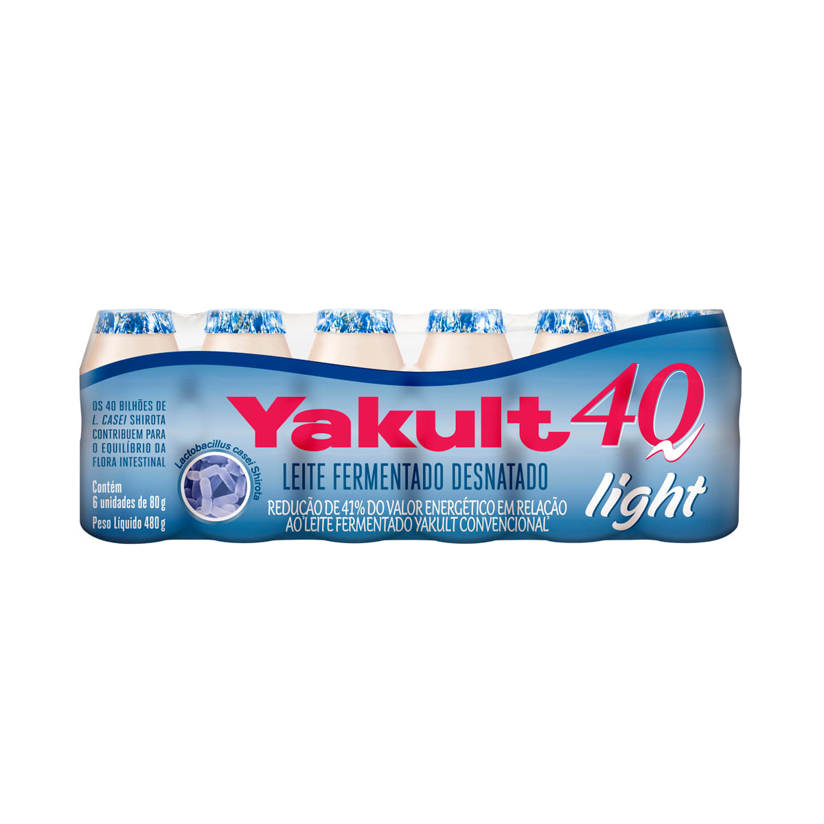 Leite Fermentado Desnatado Light Yakult 40 - 80g 6 Unidades