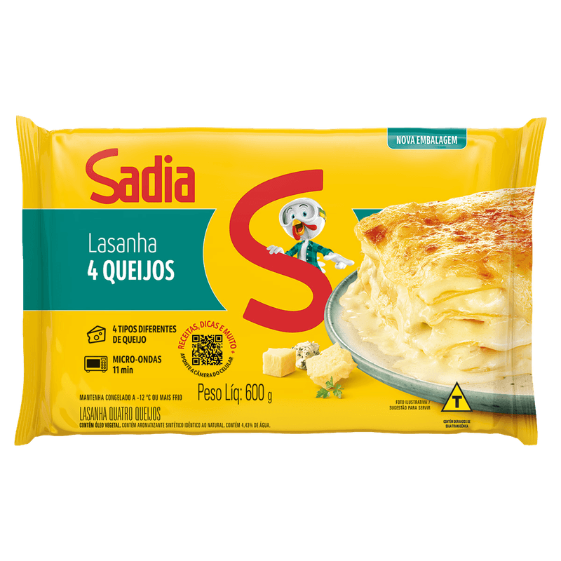 Lasanha Quatro Queijos Sadia 600g