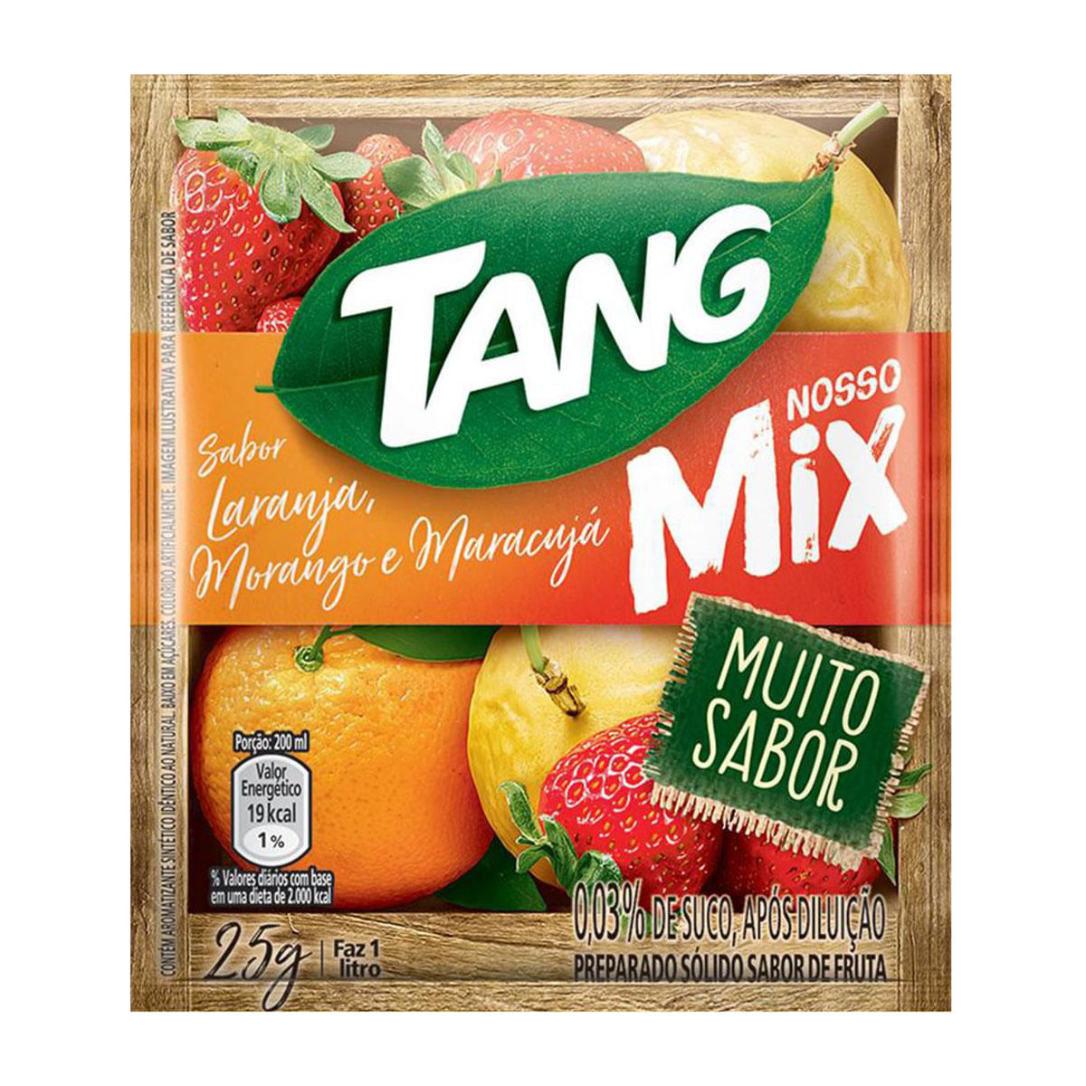 Refresco de Laranja, Morango e Maracujá Tang Nosso Mix 25g