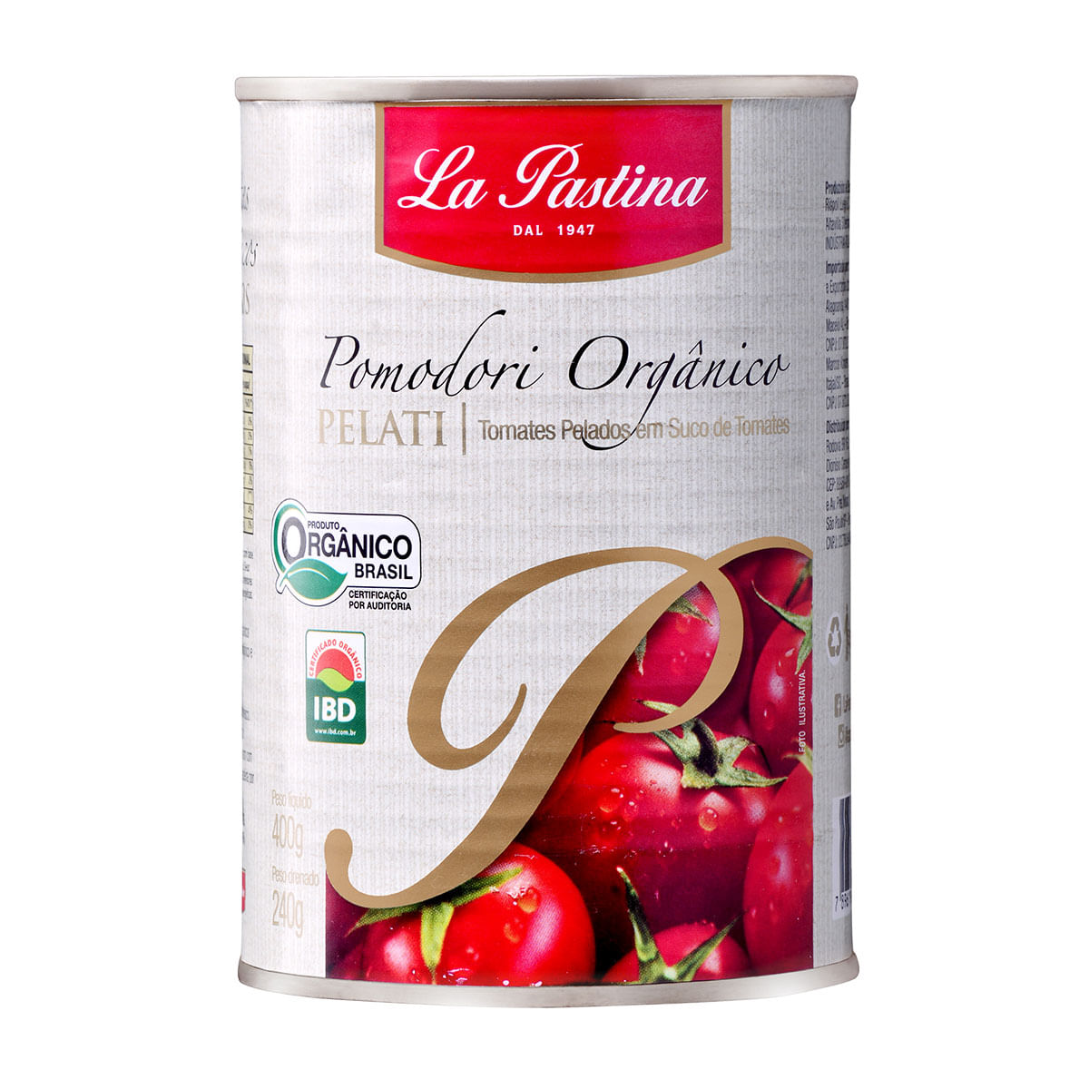 Tomate Pelado Orgânico La Pastina 400g