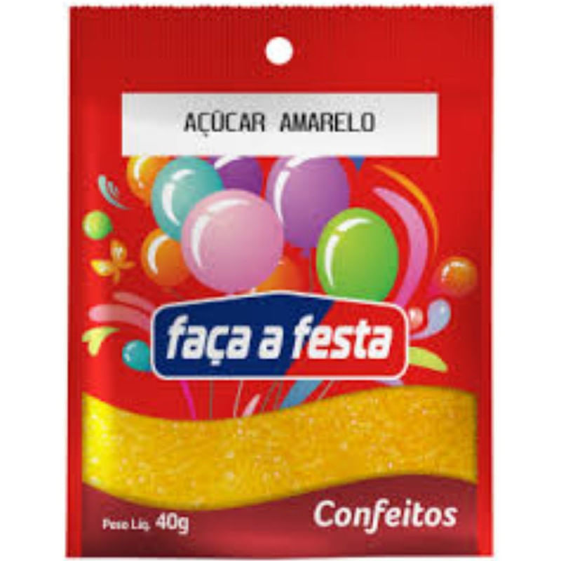 Açúcar Colorido Amarelo Faça a Festa Sachê 40g