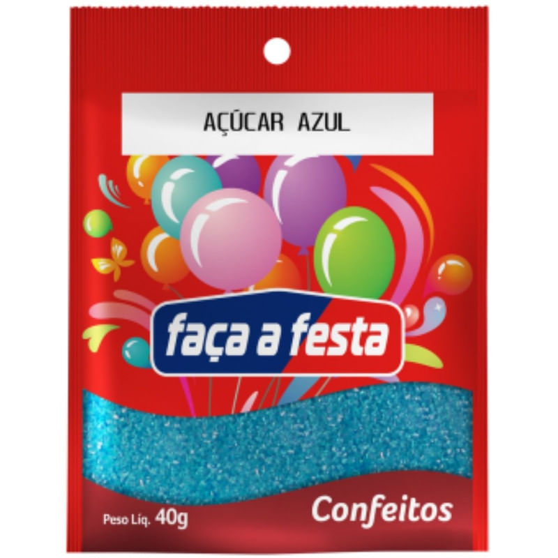 Açúcar Colorido Azul Faça a Festa Sachê 40g