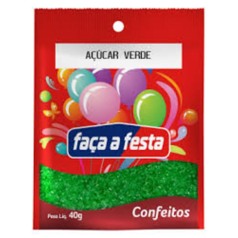 Açúcar Colorido Verde Faça a Festa Sachê 40g