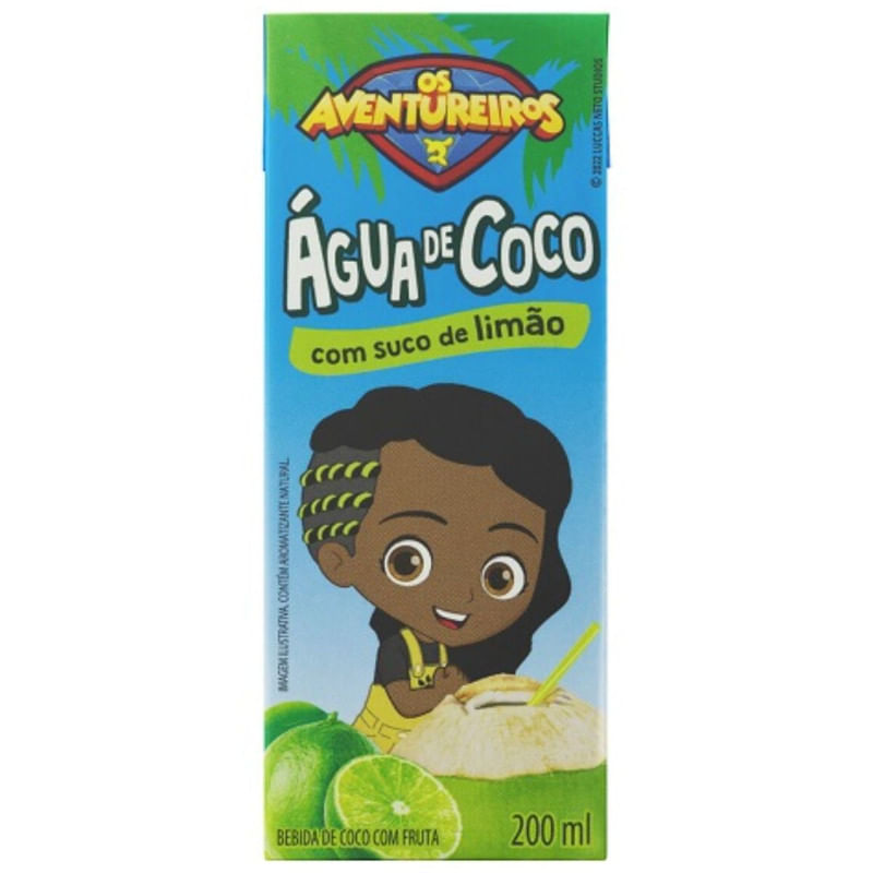 Água de Coco Os Aventureiros Sabor Limão 200ml