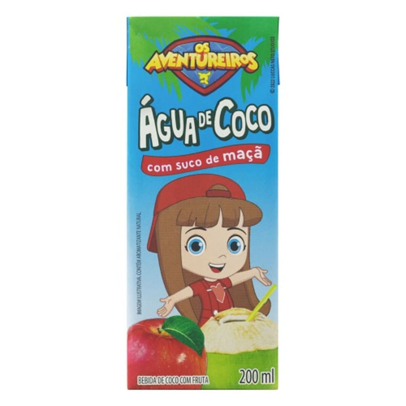 Água de Coco com Suco de Maça Os Aventureiros Caixa 200ml