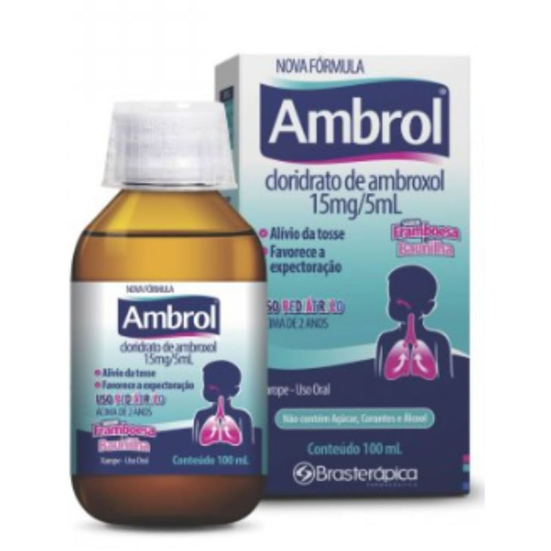 Ambrol Infantil Cloridrato de Ambroxol 15 mg/ml Sabor Framboesa e Baunilha Xarope com 100 ml