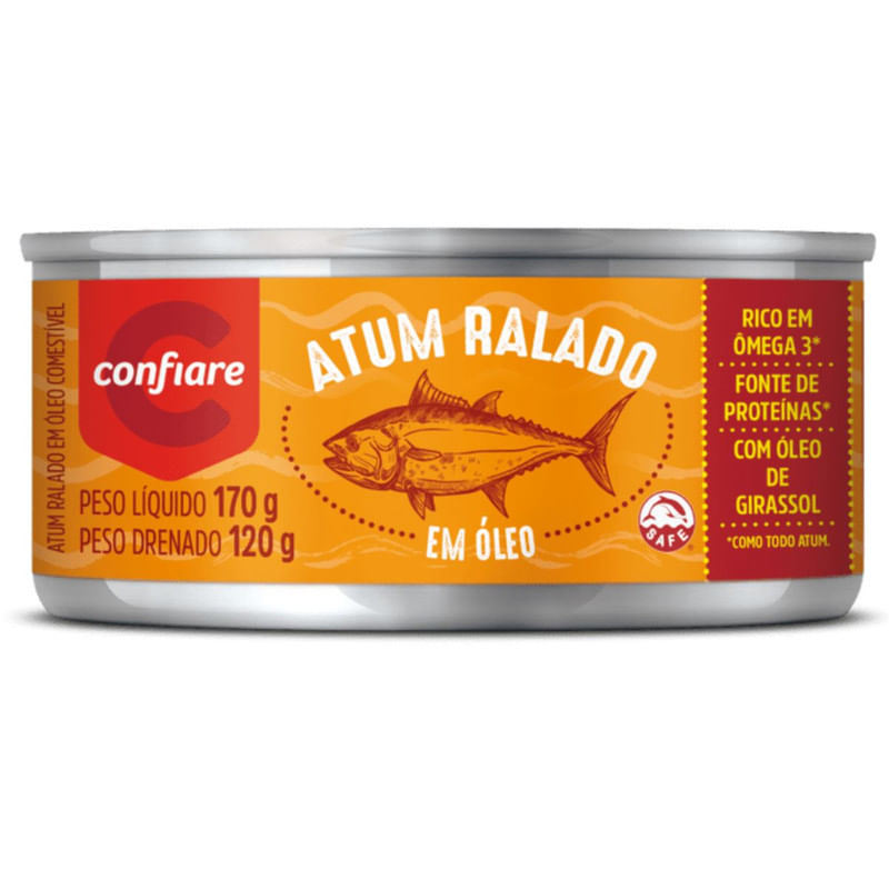 Atum Ralado em Óleo Confiare Lata 170g