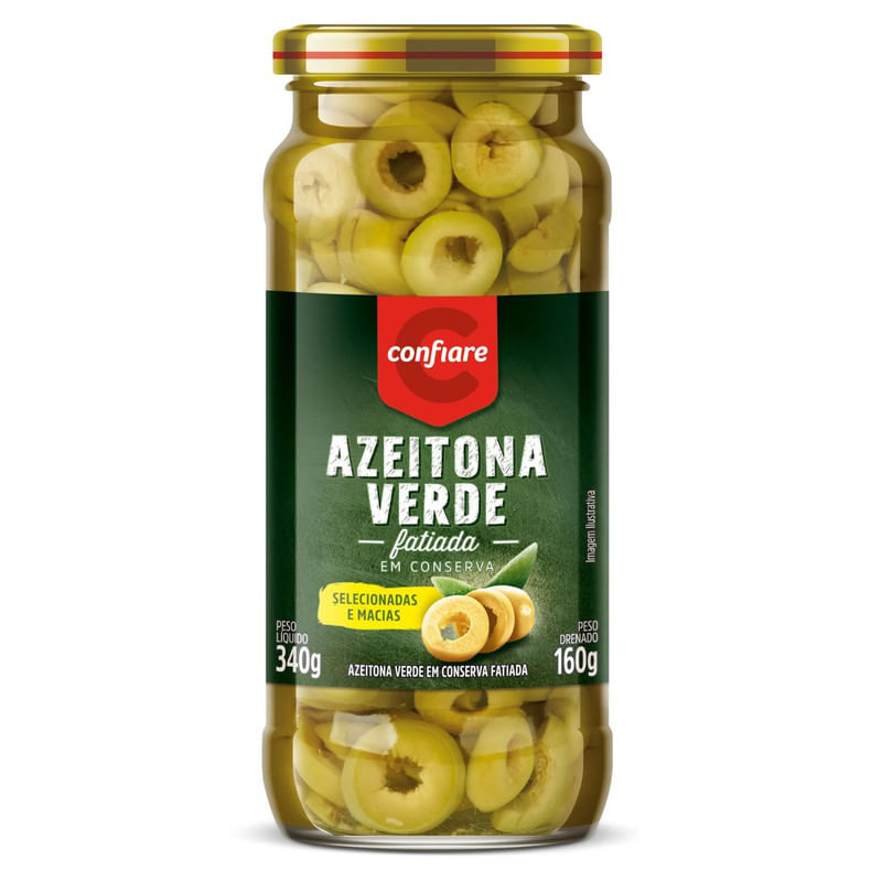 Azeitona Verde Fatiada Confiare Vidro 160g