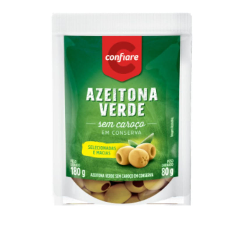 Azeitona Verde Sem Caroço Confiare 80g