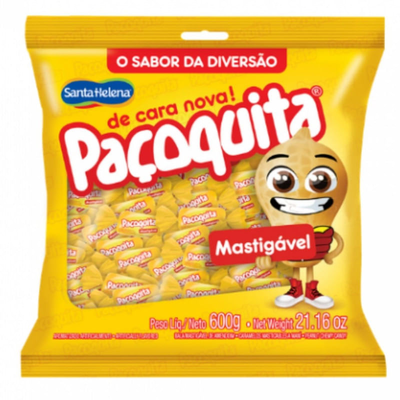 Bala Mastigável de Amendoin Paçoquita Santa Helena Pacote 600g