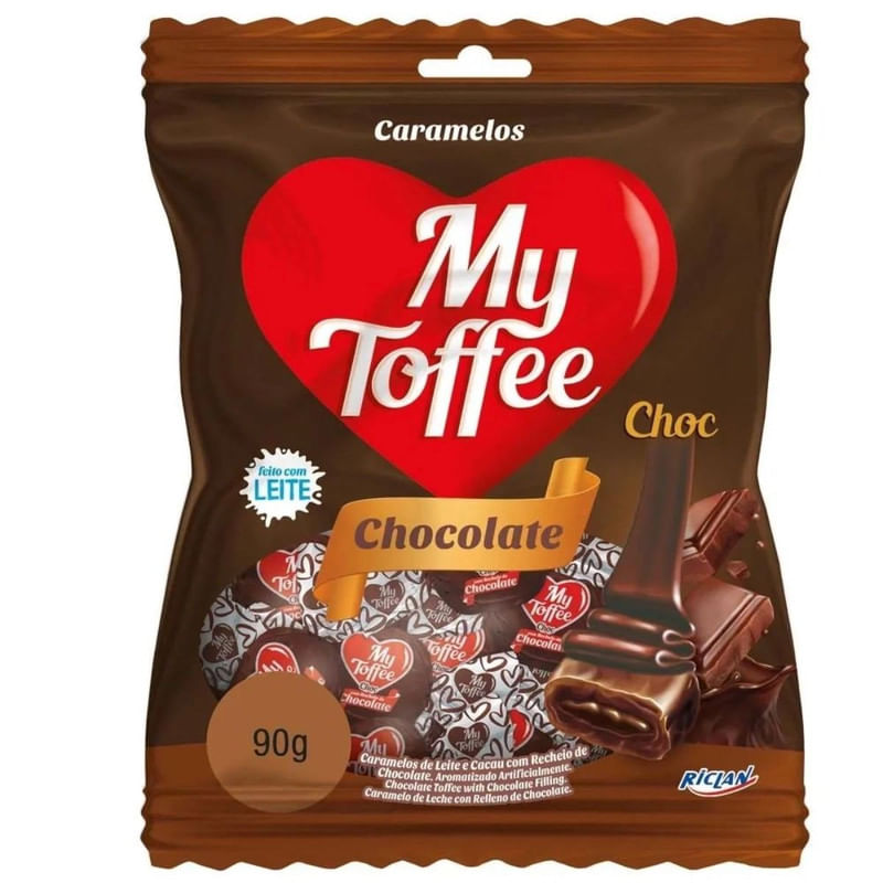 Bala My Toffee Chocolate com Chocolate Riclan Pacote 90g