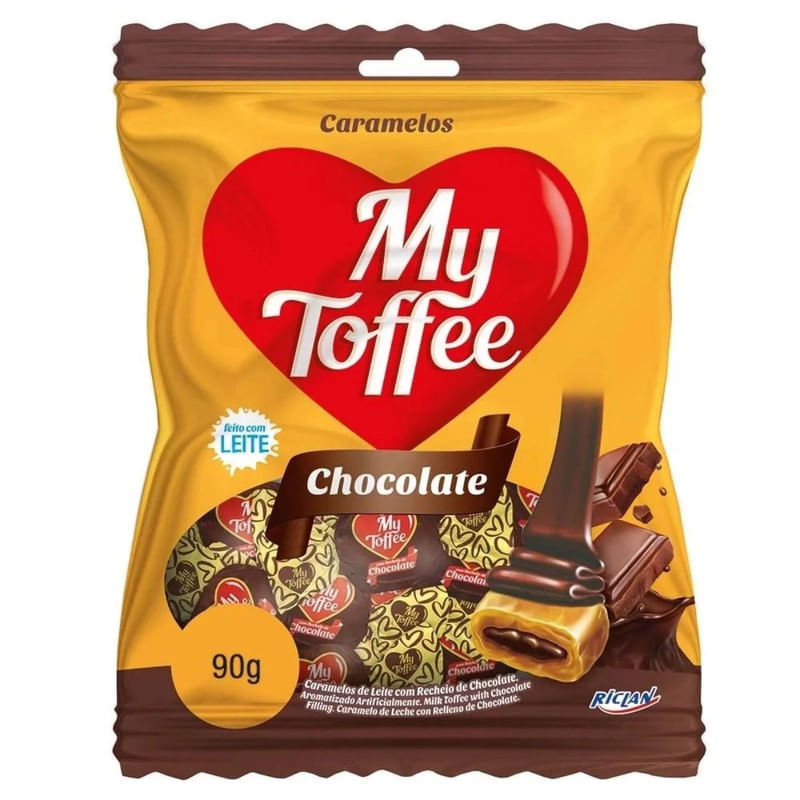 Bala My Toffee Leite com Recheio de Chocolate Riclan Pacote 90g