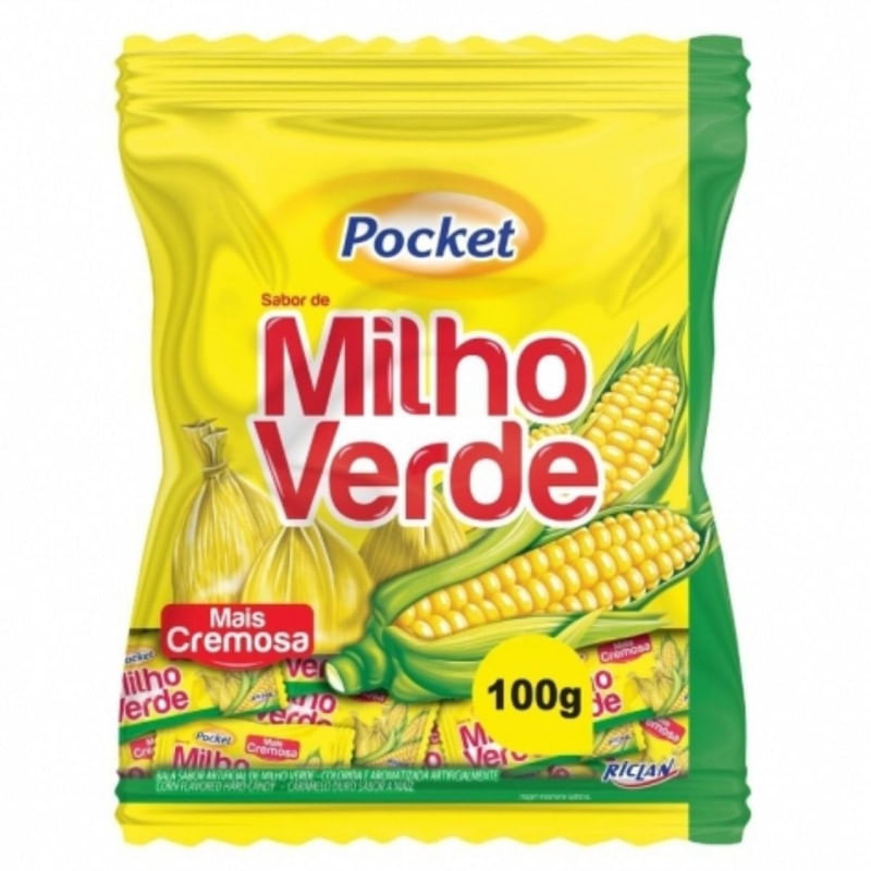 Balas Dura Sabor Milho Verde Pocket Pacote 100g