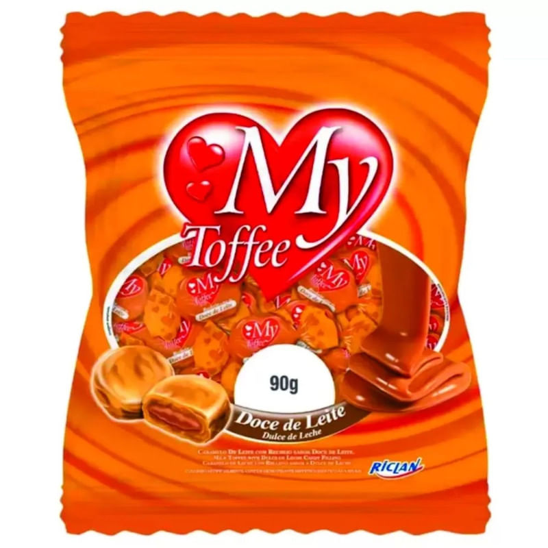 Balas de Caramelo de Leite com Recheio de Doce de Leite My Toffee Pacote 90g