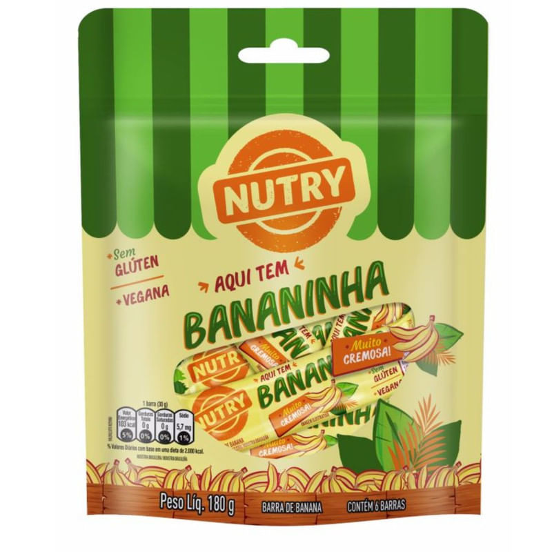 Barra Bananinha Nutry Sachê 6 Unidades 138g