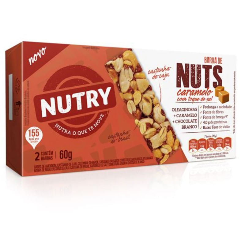 Barra Nuts Caramelo com Toque de Sal 2 Unidades 60g