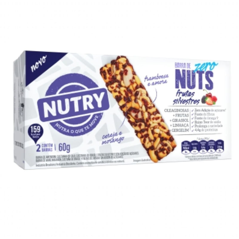 Barra Nuts Frutas Silvestres Nutry 2 Unidades 60g