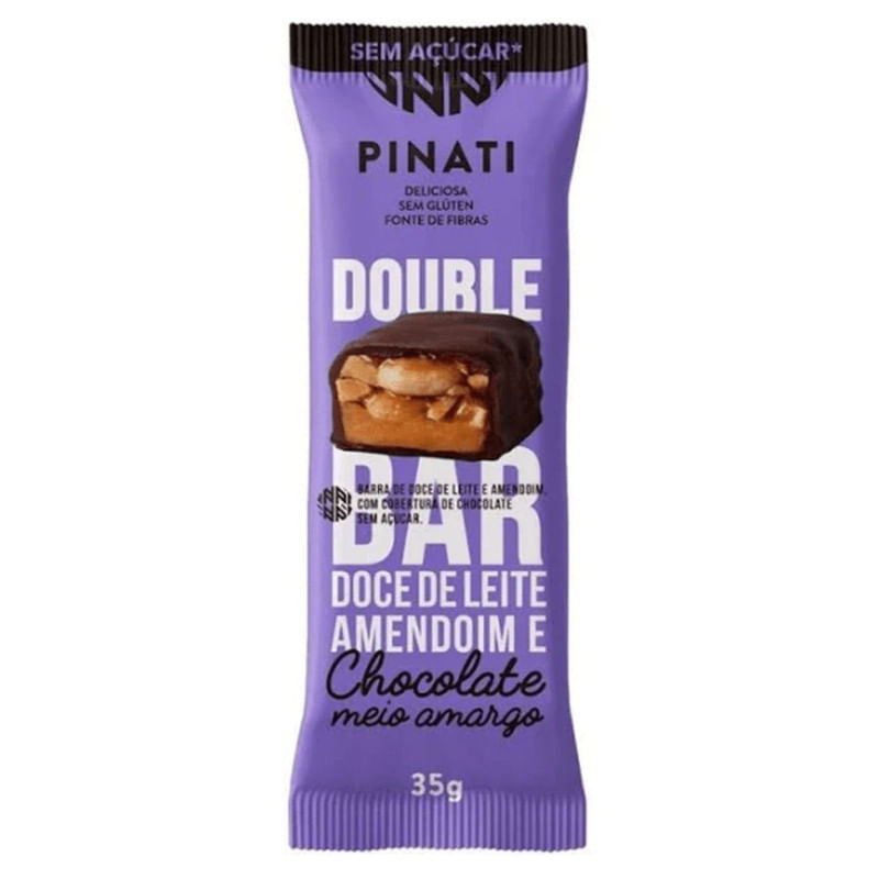 Barra de Doce de Leite Amendoim e Chocolate Meio Amargo Pinati Double Bar 35g