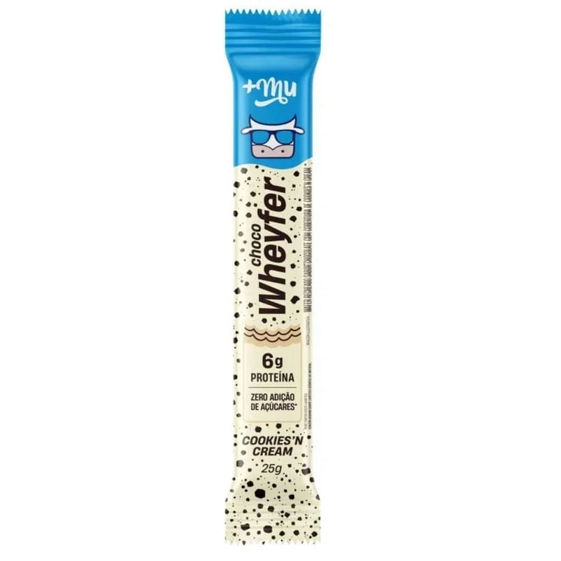 Barra de Proteína Sabor Cookies&apos;n Cream Mais Mu Choco Wheyfer 25g