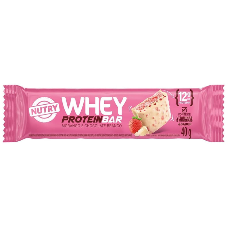 Barra de Proteína Sabor Morango e Chocolate Branco Nutry Whey ProteinBar 40g