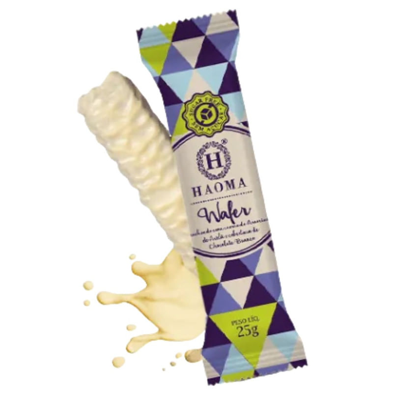 Barra de Wafer Recheado com Creme de Amorino de Avelã e Cobertura de Chocolate Branco Haoma 25g