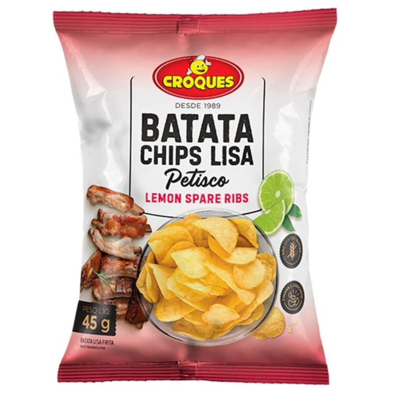 Batata Chips Lisa Petisco Lemon Spare Ribs Croques Pacote 45g