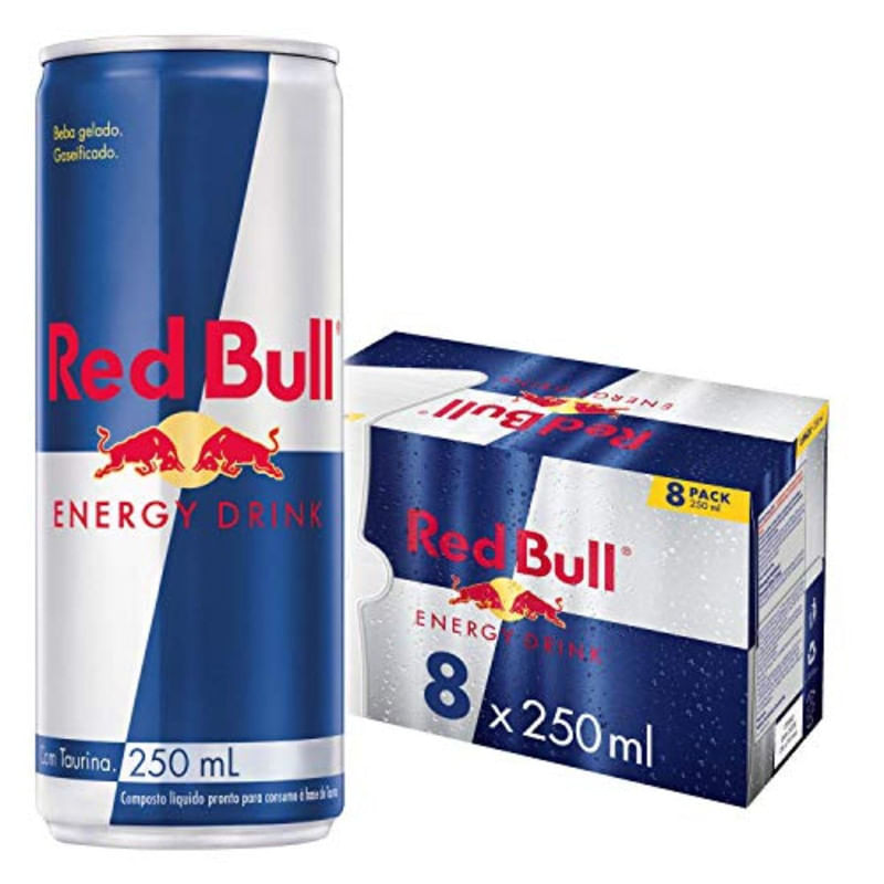 Bebida Energética Tradicional Red Bull Pack com 8 Unidades Lata 250ml