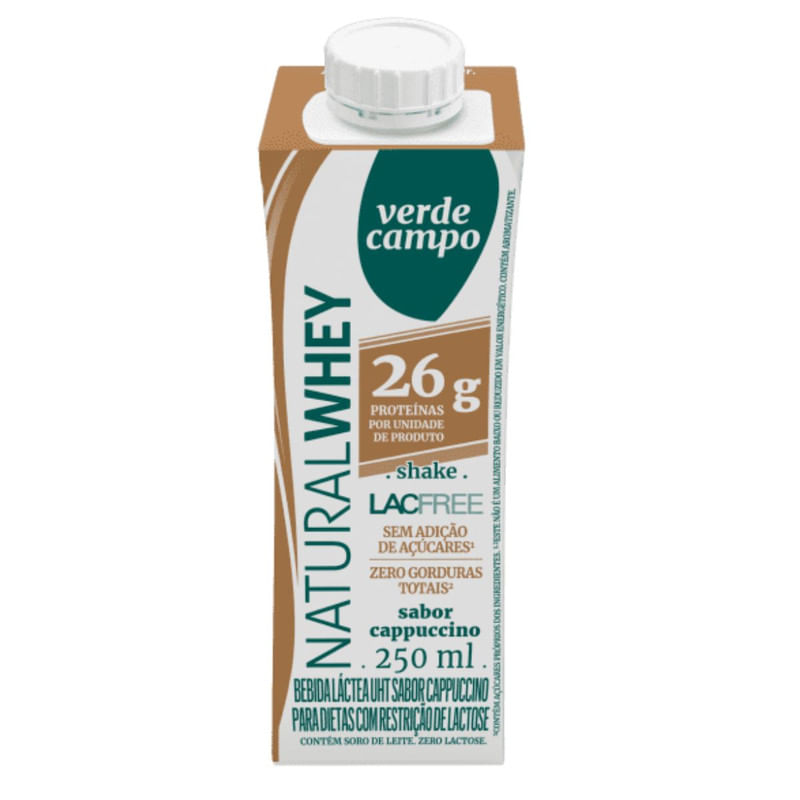 Bebida Láctea Sabor Cappucino Sem Lactose Verde Campo NaturalWhey Caixa 250ml