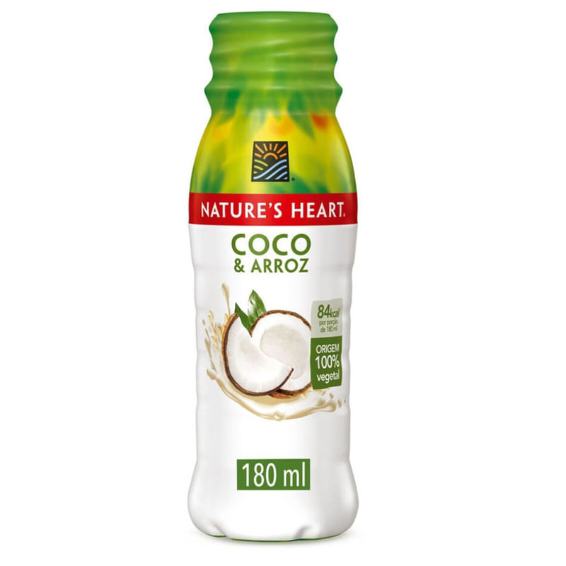 Bebida Vegetal Coco e Arroz Nature&apos;s Heart Garrafa 180ml